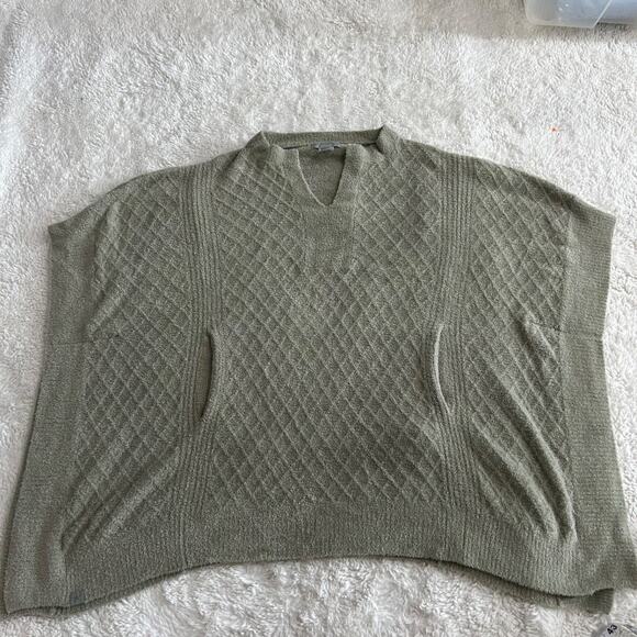 Barefoot Dreams Sweaters - Barefoot Dreams XXS/XS CozyChic Lite Split Neck Diamond Poncho Green Lounge